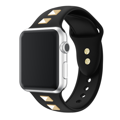 Pure Color Silicone Rivet Double Buckle Strap Fit For Apple Watch