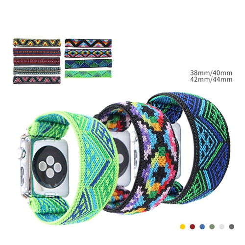 Nylon Jacquard Pattern Elastic Watch Strap Fit For Apple Watch